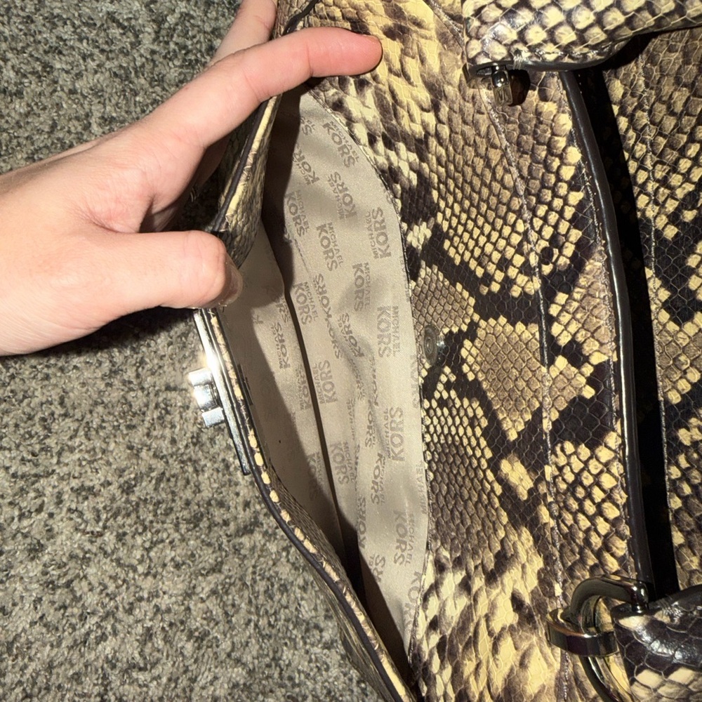 Michael Kors Snake Print Satchel Crossbody - Picture 9 of 13